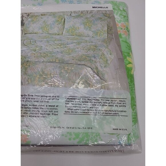 Vintage Springmaid Twin Fitted Sheet Michelle New in Package Old Stock - Picture 7 of 7